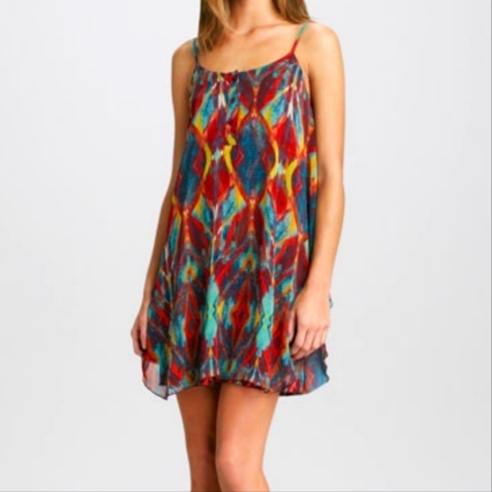 Alice + Olivia Rhi Tribal Diamond Tiered Short Trapeze Spaghetti Tank Dress
